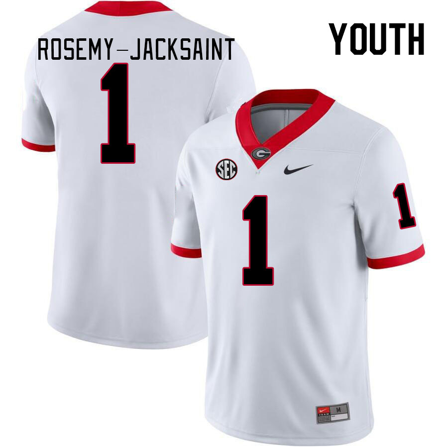 Youth #1 Marcus Rosemy-Jacksaint Georgia Bulldogs College Football Jerseys Stitched-White